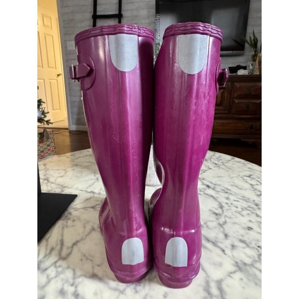 Hunter Purple Original Gloss Waterproof Rain Boots Womens Size 4B/5G - Picture 3 of 7